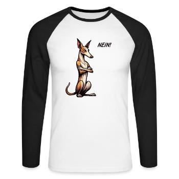 Nein Podenco Podencoliebhaber Podencobesitzer - Unisex Baseballshirt langarm - Weiß/Schwarz - Vorne - Nik (191cm)
