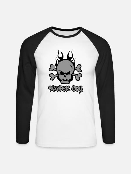 Skater Boy - Unisex Long Sleeve Baseball T-Shirt - white/black