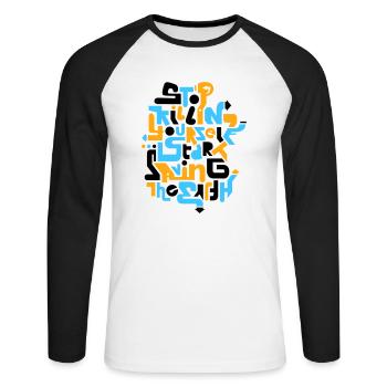 stopkillingyaself_3f - Unisex Long Sleeve Baseball T-Shirt - white/black - Front - Nik (191cm)