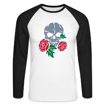 skull and rose - T-shirt baseball manches longues Homme - blanc/noir - Devant - Nik (191cm)