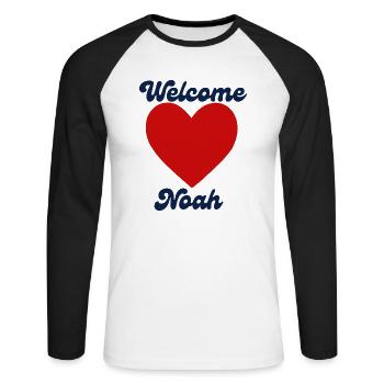 Noahwillkommen - Unisex Baseballshirt langarm - Weiß/Schwarz - Vorne - Nik (191cm)