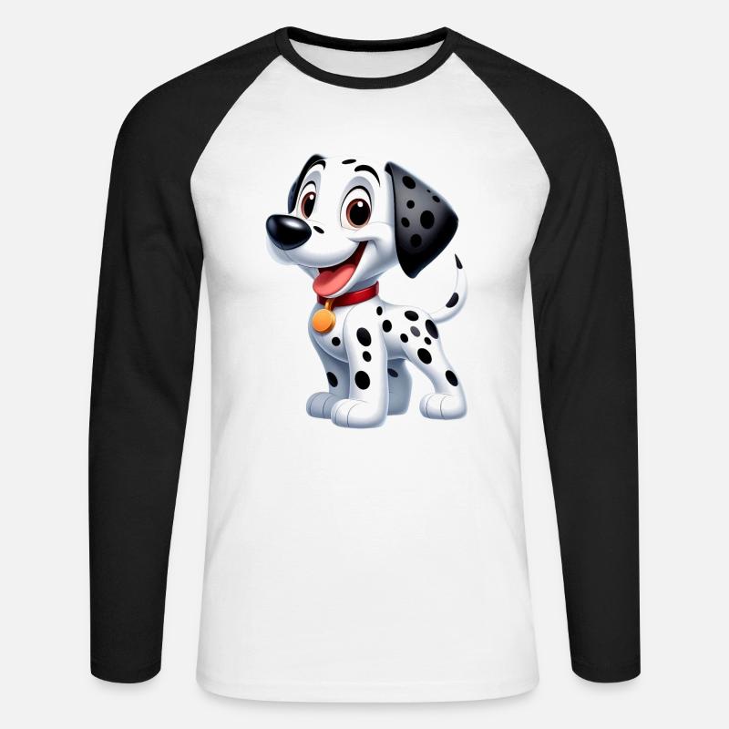 Dalmatiner 3 - Unisex Baseballshirt langarm - Weiß/Schwarz