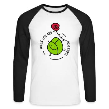 Rock and Roll - Unisex Baseballshirt langarm - Weiß/Schwarz - Vorne - Nik (191cm)