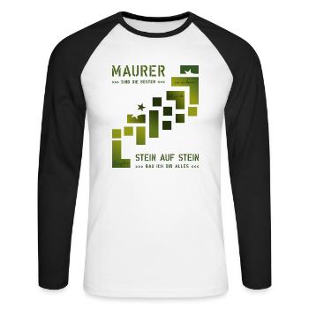 Maurer Hochbau Steinmetz - Unisex Baseballshirt langarm - Weiß/Schwarz - Vorne - Nik (191cm)