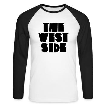 Le côté ouest - T-shirt baseball manches longues Homme - blanc/noir - Devant - Nik (191cm)