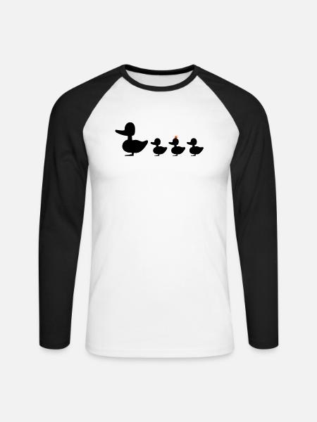 Entenfamilie mit Punk revoluzzer Ente Entchen - Unisex Baseballshirt langarm - Weiß/Schwarz