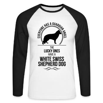 WHITE SWISS SHEPHERD DOG Guardian Angel Wilsigns - Unisex Baseballshirt langarm - Weiß/Schwarz - Vorne - Nik (191cm)