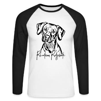 RHODESIAN RIDGEBACK Portrait de chien Wilsigns - T-shirt baseball manches longues Homme - blanc/noir - Devant - Nik (191cm)