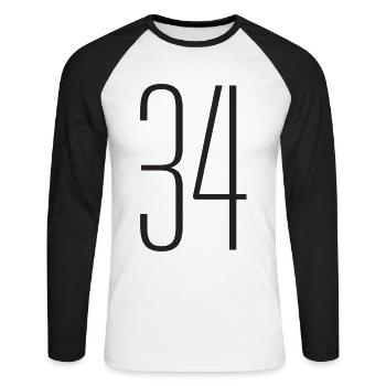 34 - T-shirt baseball manches longues Homme - blanc/noir - Devant - Nik (191cm)
