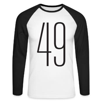 49 - T-shirt baseball manches longues Homme - blanc/noir - Devant - Nik (191cm)
