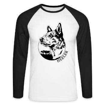 Heeler Portrait Hund Hunde Cattle Dog Wilsigns - Unisex Baseballshirt langarm - Weiß/Schwarz - Vorne - Nik (191cm)