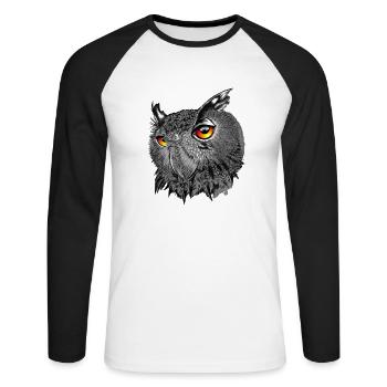 Uhu/Bubo Bubo/Eule - Unisex Baseballshirt langarm - Weiß/Schwarz - Vorne - Nik (191cm)