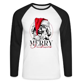 Santa PEKINGESE Merry Christmas Dogs Wilsigns - Unisex Long Sleeve Baseball T-Shirt - white/black - Front - Nik (191cm)
