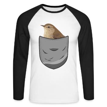 Troglodyte oiseau - T-shirt baseball manches longues Homme - blanc/noir - Devant - Nik (191cm)