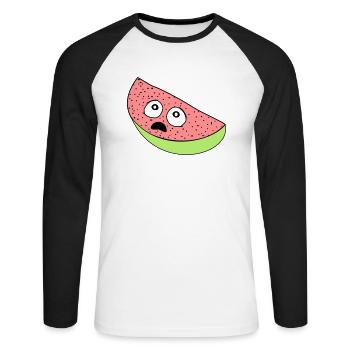Melone - Unisex Baseballshirt langarm - Weiß/Schwarz - Vorne - Nik (191cm)