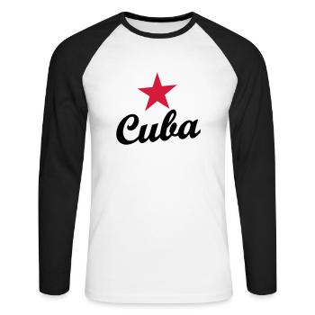 CUBA OLD SCHOOL - T-shirt baseball manches longues Homme - blanc/noir - Devant - Nik (191cm)