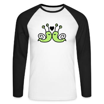 verliebte Schnecken - Unisex Baseballshirt langarm - Weiß/Schwarz - Vorne - Nik (191cm)