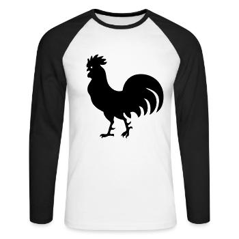 03 Schicker Hahn Chic cock Gockel Kampfhahn 1c - Unisex Baseballshirt langarm - Weiß/Schwarz - Vorne - Nik (191cm)