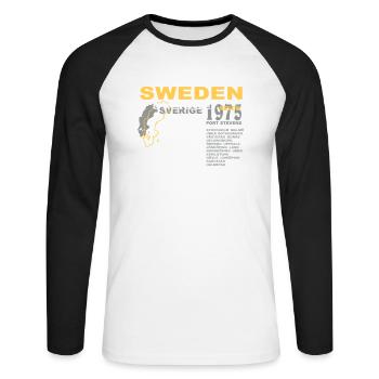 schweden - sweden - sverige - Unisex Baseballshirt langarm - Weiß/Schwarz - Vorne - Nik (191cm)