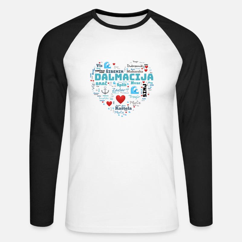 Dalmacija u ❤️ - Unisex Baseballshirt langarm - Weiß/Schwarz
