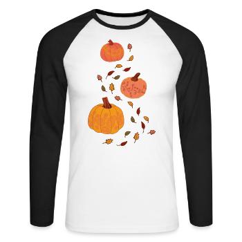 Ornements de citrouille - T-shirt baseball manches longues Homme - blanc/noir - Devant - Nik (191cm)