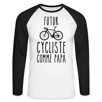 Future cyclist like dad - Unisex Long Sleeve Baseball T-Shirt - white/black - Front - Nik (191cm)