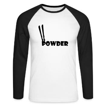Ski, ski, ski, après-ski, freeski, freeskiing - T-shirt baseball manches longues Homme - blanc/noir - Devant - Nik (191cm)
