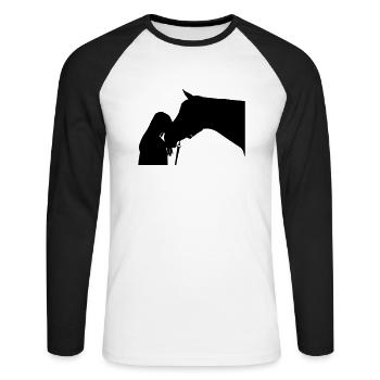 Pferd - Unisex Baseballshirt langarm - Weiß/Schwarz - Vorne - Nik (191cm)