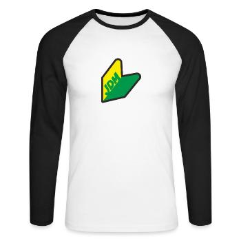 JDM Fans Logo! - Unisex Long Sleeve Baseball T-Shirt - white/black - Front - Nik (191cm)