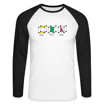 réseau cristallin - T-shirt baseball manches longues Homme - blanc/noir - Devant - Nik (191cm)
