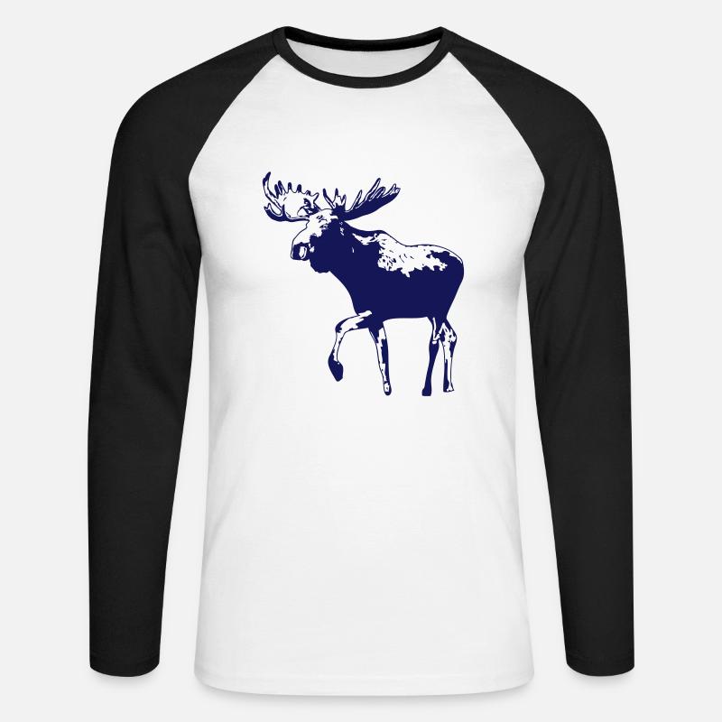 elch - elk - moose - jagd - jäger - Unisex Baseballshirt langarm - Weiß/Schwarz