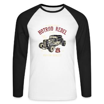 HOTROD AMERICAN - Hotrod Shirt Design - T-shirt baseball manches longues Homme - blanc/noir - Devant - Nik (191cm)