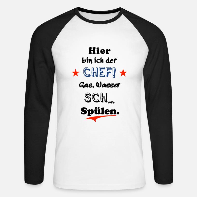 hier bin ich der chef - Unisex Baseballshirt langarm - Weiß/Schwarz