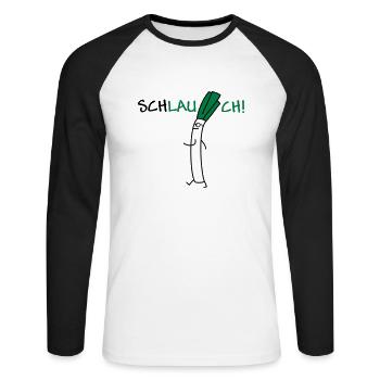 Schlauer Lauch - Unisex Baseballshirt langarm - Weiß/Schwarz - Vorne - Nik (191cm)