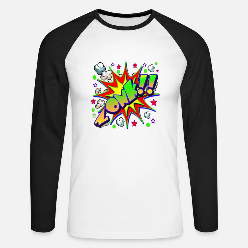 Comic ZONK - Unisex Baseballshirt langarm - Weiß/Schwarz