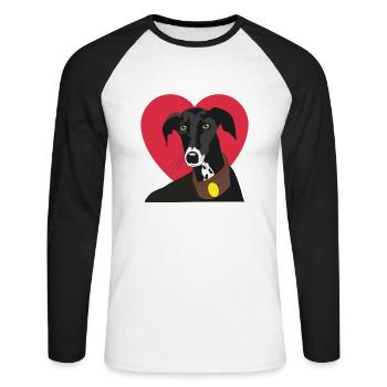 Galgo with heart - Unisex Long Sleeve Baseball T-Shirt - white/black - Front - Nik (191cm)