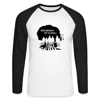 030 - kein mensch ist illegal - Unisex Baseballshirt langarm - Weiß/Schwarz - Vorne - Nik (191cm)