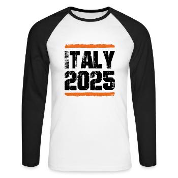 Italy 2025 Team - Unisex Long Sleeve Baseball T-Shirt - white/black - Front - Nik (191cm)
