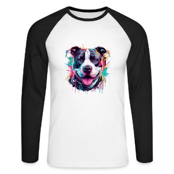 Graffiti Staff - Unisex Baseballshirt langarm - Weiß/Schwarz - Vorne - Nik (191cm)