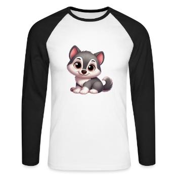 wolf 11 - T-shirt baseball manches longues Homme - blanc/noir - Devant - Nik (191cm)