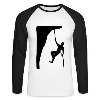 klettern, kletterer - Unisex Baseballshirt langarm - Weiß/Schwarz - Vorne - Nik (191cm)