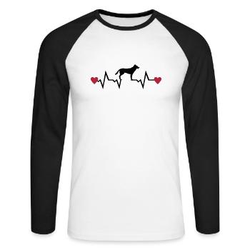 Heartbeat & Dog, German Shepherd - T-shirt baseball manches longues Homme - blanc/noir - Devant - Nik (191cm)