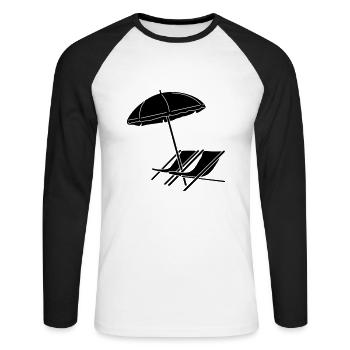 umbrella and chairs_g1 - Unisex Long Sleeve Baseball T-Shirt - white/black - Front - Nik (191cm)