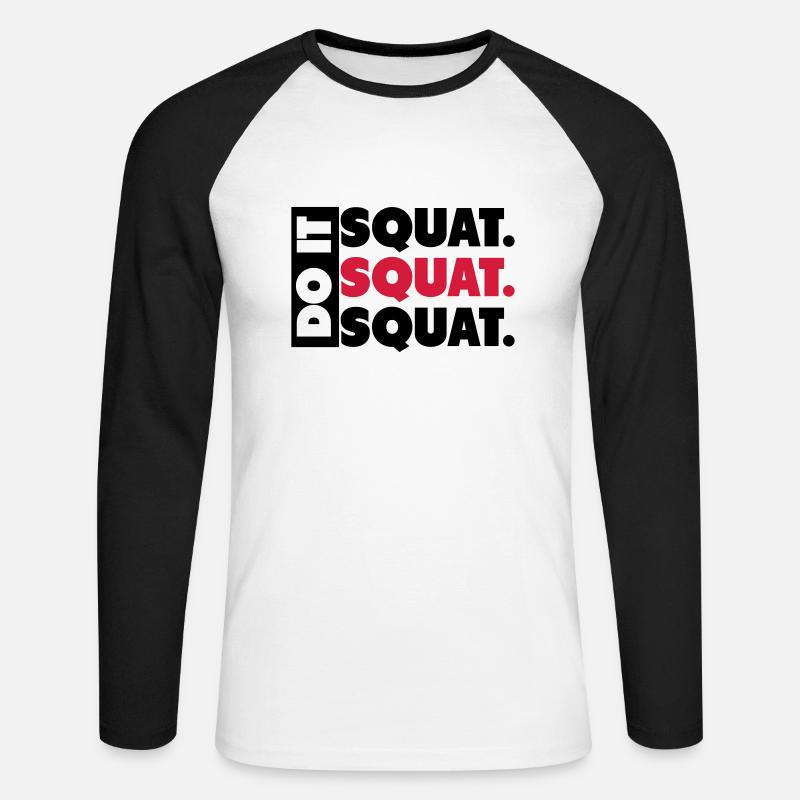 Do It. Squat.Squat.Squat - Maglia da baseball a manica lunga da uomo - bianco/nero