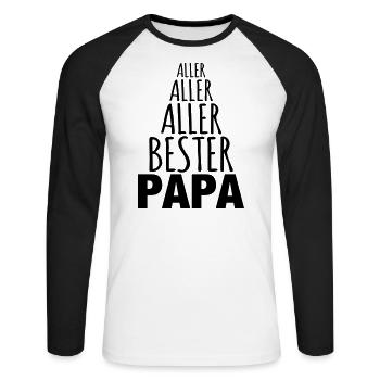 Bester Papa lustig Geschenkidee Vater Geburtstag - Unisex Baseballshirt langarm - Weiß/Schwarz - Vorne - Nik (191cm)