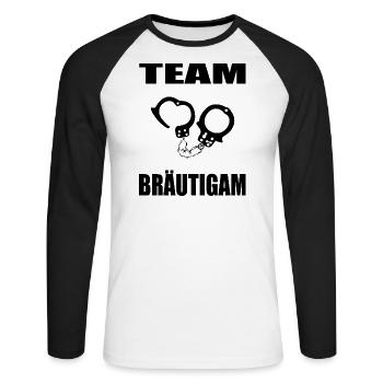 JGA - Unisex Baseballshirt langarm - Weiß/Schwarz - Vorne - Nik (191cm)