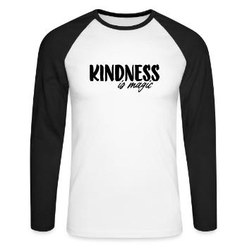 La gentillesse, c’est magique - T-shirt baseball manches longues Homme - blanc/noir - Devant - Nik (191cm)