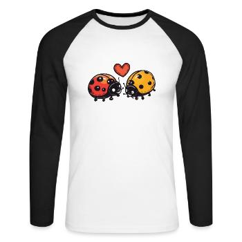 Marienkäfer Paar Liebe Valentinstag - Unisex Baseballshirt langarm - Weiß/Schwarz - Vorne - Nik (191cm)