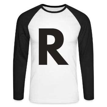 R - Unisex Long Sleeve Baseball T-Shirt - white/black - Front - Nik (191cm)