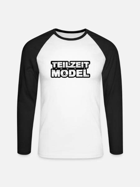 Teilzeit Model - Unisex Baseballshirt langarm - Weiß/Schwarz